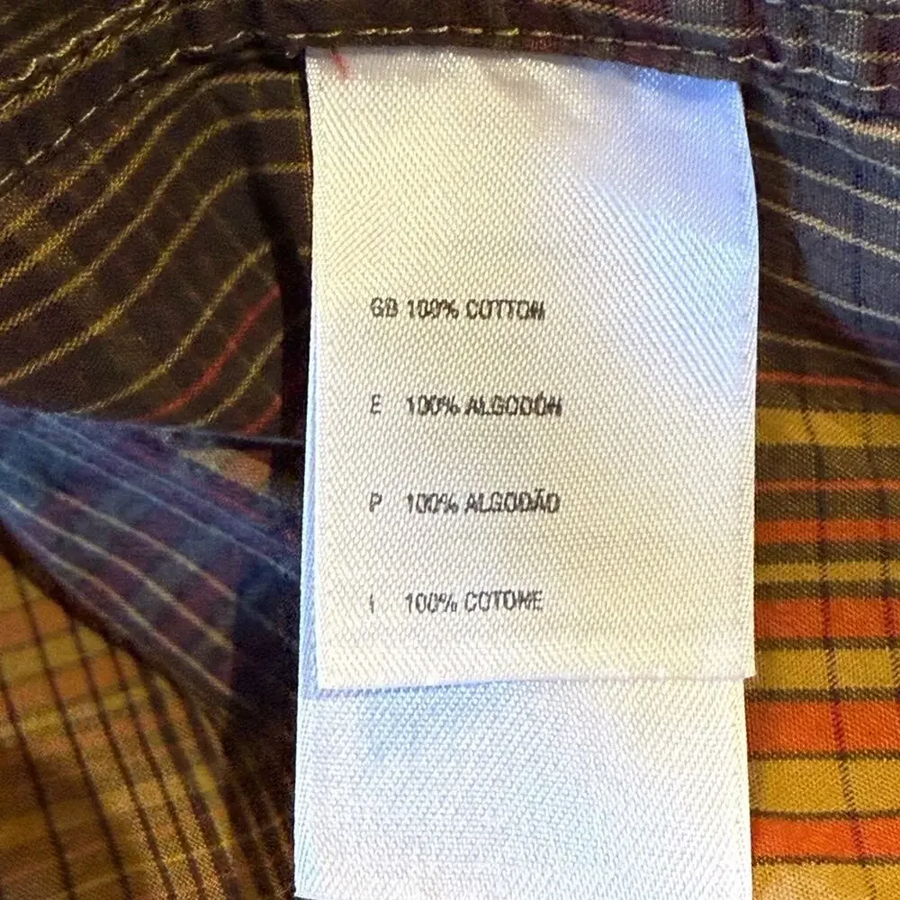 The North Face Gold, Red and Brown  Plaid Long Sleeve Cotton Shirt Mens Large